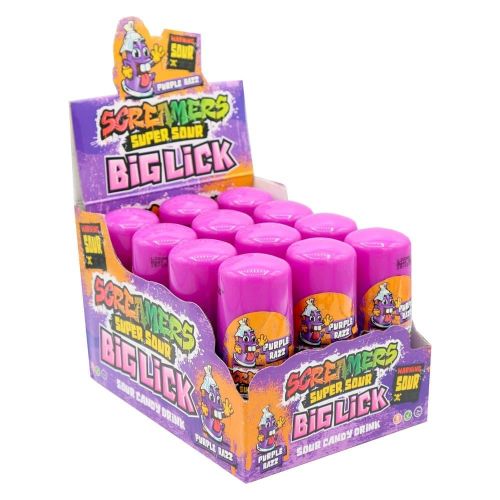ZED CANDY BIG LICK SOUR CANDY DRINK PURPLE RAZZ 60ML BOX/12