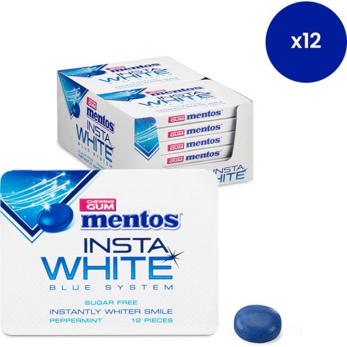 MENTOS INSTA WHITE KAUWGOM - 12 PAKJES