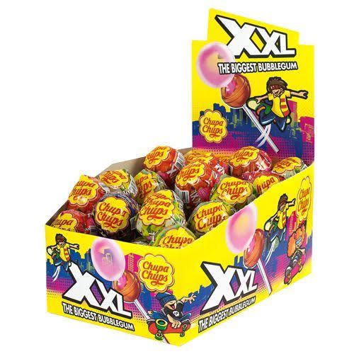 CHUPA CHUPS XXL + BUBBLEGUM LOLLYPOPS BOX/25