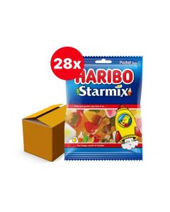 HARIBO STARMIX SNOEP POCKET SIZE 28 ZAKJES X 75 GR BOX/28
