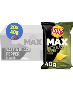 LAY’S MAX SALT & BLACK PEPPER FLAVOUR 20 x 40GR ZAKJES BOX/20