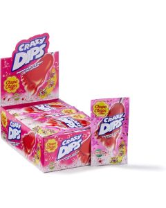 CHUPA CHUPS CRAZY DIPS STRAWBERRY FLAVOUR  POPPING CANDY + LOLLIPOP